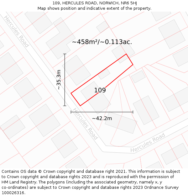109, HERCULES ROAD, NORWICH, NR6 5HJ: Plot and title map