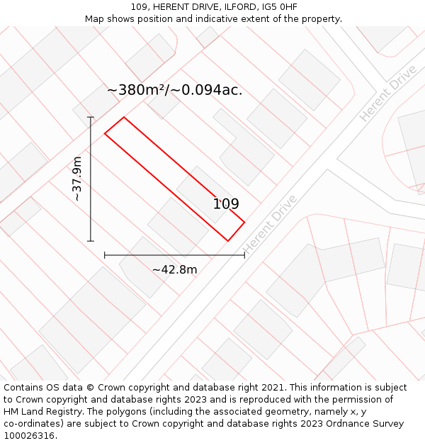 109, HERENT DRIVE, ILFORD, IG5 0HF: Plot and title map
