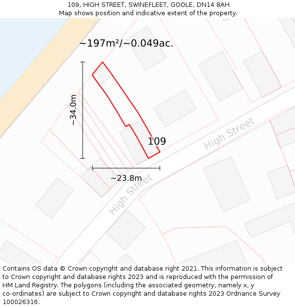 109, HIGH STREET, SWINEFLEET, GOOLE, DN14 8AH: Plot and title map