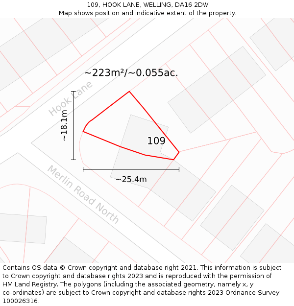 109, HOOK LANE, WELLING, DA16 2DW: Plot and title map