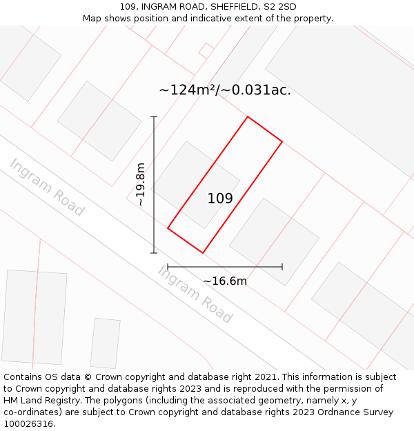 109, INGRAM ROAD, SHEFFIELD, S2 2SD: Plot and title map