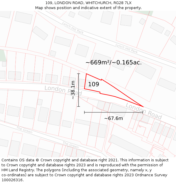 109, LONDON ROAD, WHITCHURCH, RG28 7LX: Plot and title map