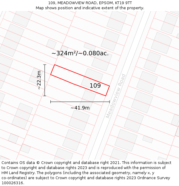 109, MEADOWVIEW ROAD, EPSOM, KT19 9TT: Plot and title map
