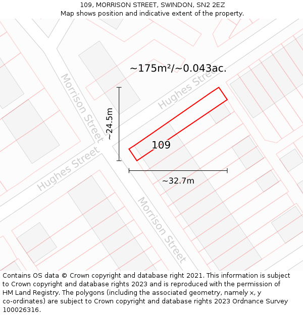 109, MORRISON STREET, SWINDON, SN2 2EZ: Plot and title map