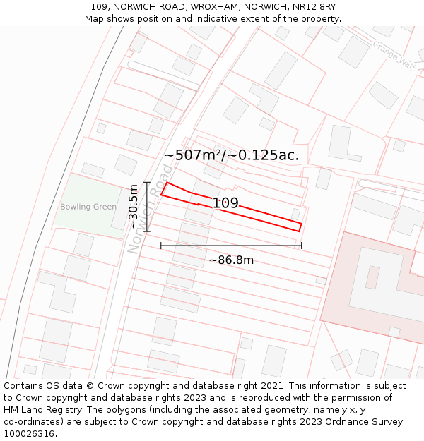 109, NORWICH ROAD, WROXHAM, NORWICH, NR12 8RY: Plot and title map