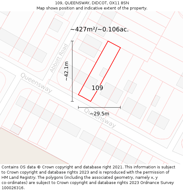 109, QUEENSWAY, DIDCOT, OX11 8SN: Plot and title map