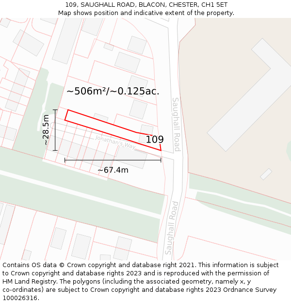 109, SAUGHALL ROAD, BLACON, CHESTER, CH1 5ET: Plot and title map