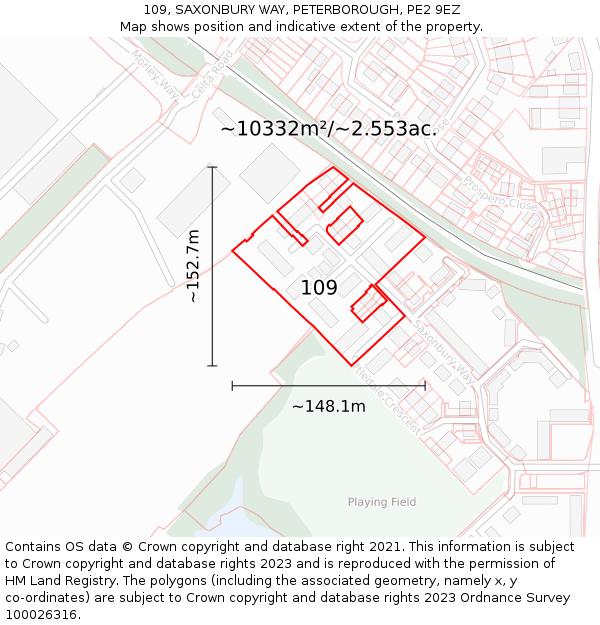 109, SAXONBURY WAY, PETERBOROUGH, PE2 9EZ: Plot and title map