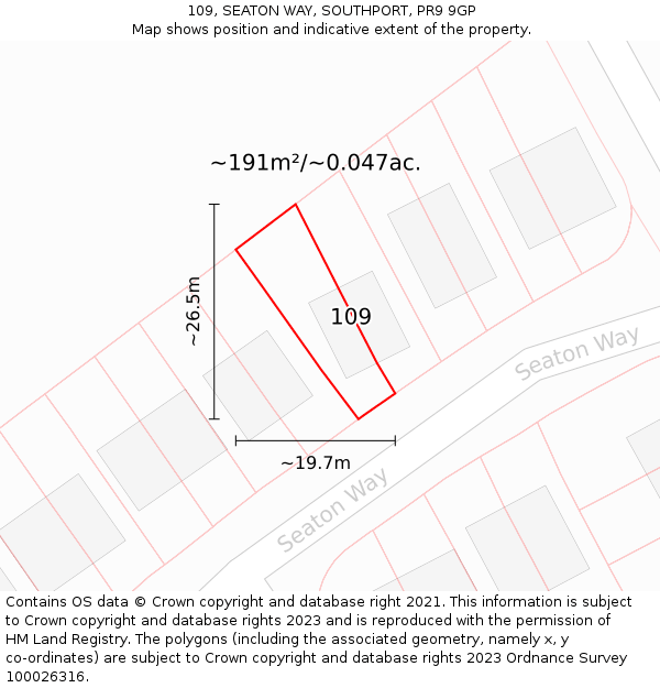 109, SEATON WAY, SOUTHPORT, PR9 9GP: Plot and title map