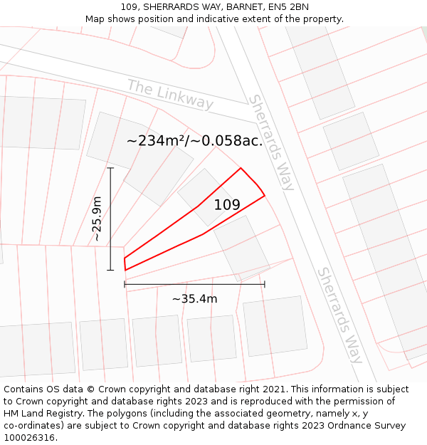 109, SHERRARDS WAY, BARNET, EN5 2BN: Plot and title map