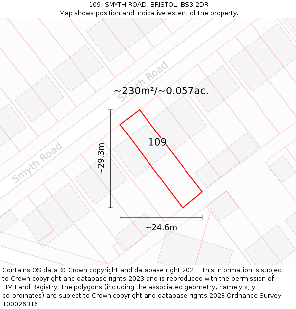 109, SMYTH ROAD, BRISTOL, BS3 2DR: Plot and title map