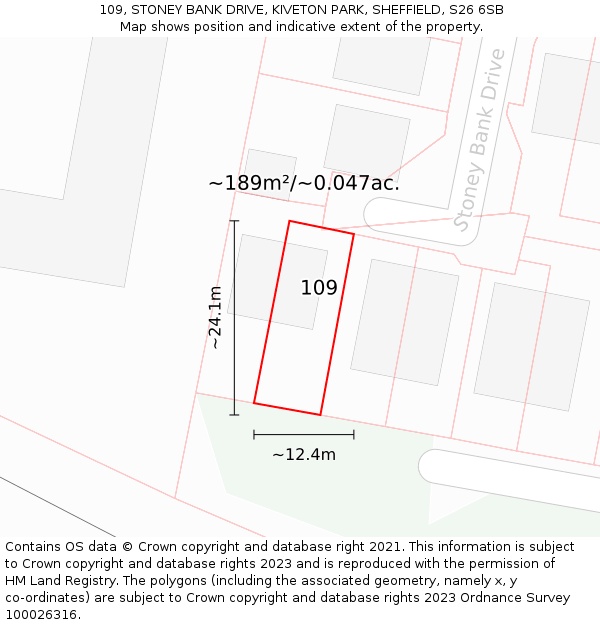 109, STONEY BANK DRIVE, KIVETON PARK, SHEFFIELD, S26 6SB: Plot and title map