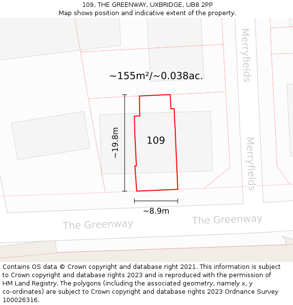 109, THE GREENWAY, UXBRIDGE, UB8 2PP: Plot and title map