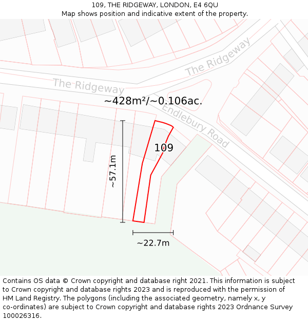 109, THE RIDGEWAY, LONDON, E4 6QU: Plot and title map