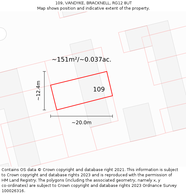 109, VANDYKE, BRACKNELL, RG12 8UT: Plot and title map