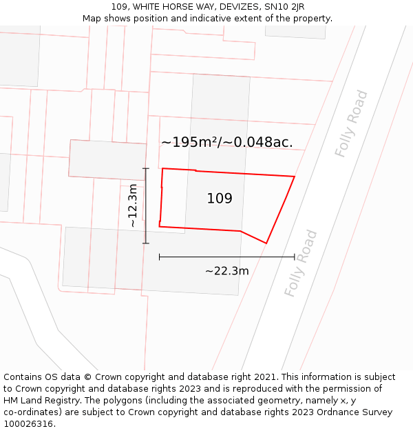 109, WHITE HORSE WAY, DEVIZES, SN10 2JR: Plot and title map