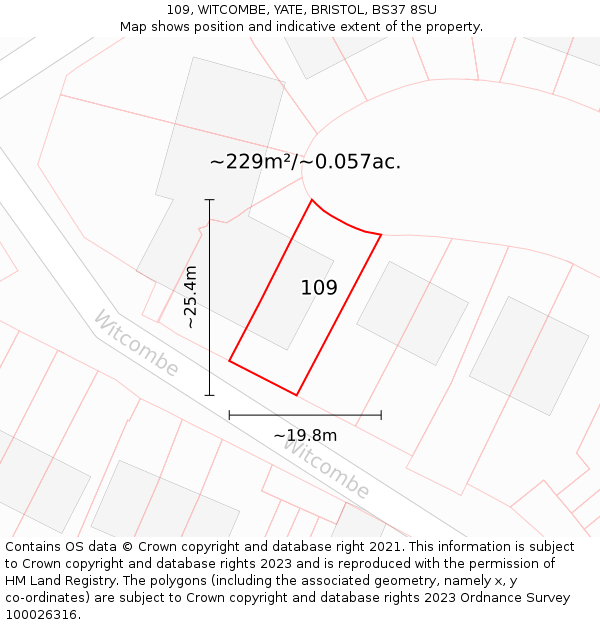 109, WITCOMBE, YATE, BRISTOL, BS37 8SU: Plot and title map