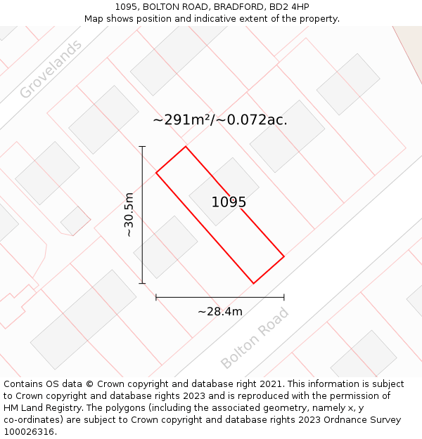 1095, BOLTON ROAD, BRADFORD, BD2 4HP: Plot and title map