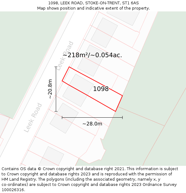 1098, LEEK ROAD, STOKE-ON-TRENT, ST1 6AS: Plot and title map