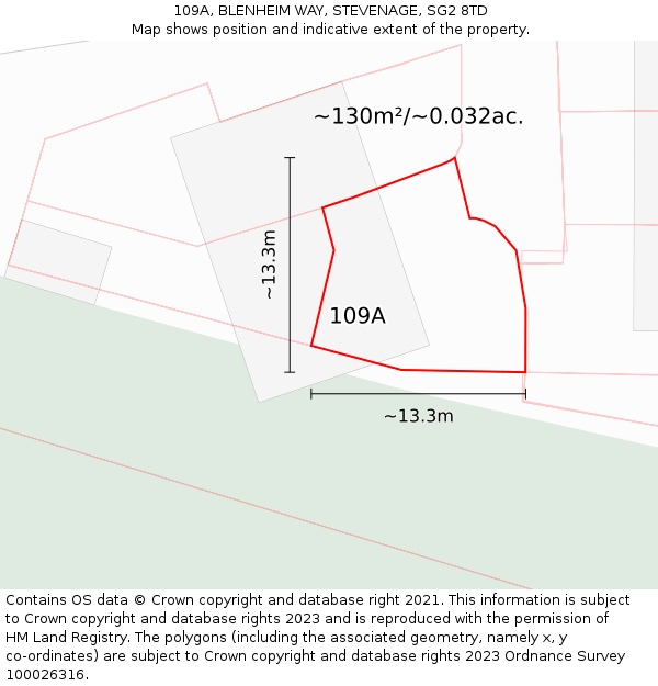 109A, BLENHEIM WAY, STEVENAGE, SG2 8TD: Plot and title map