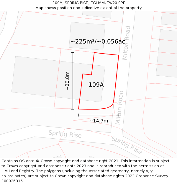109A, SPRING RISE, EGHAM, TW20 9PE: Plot and title map