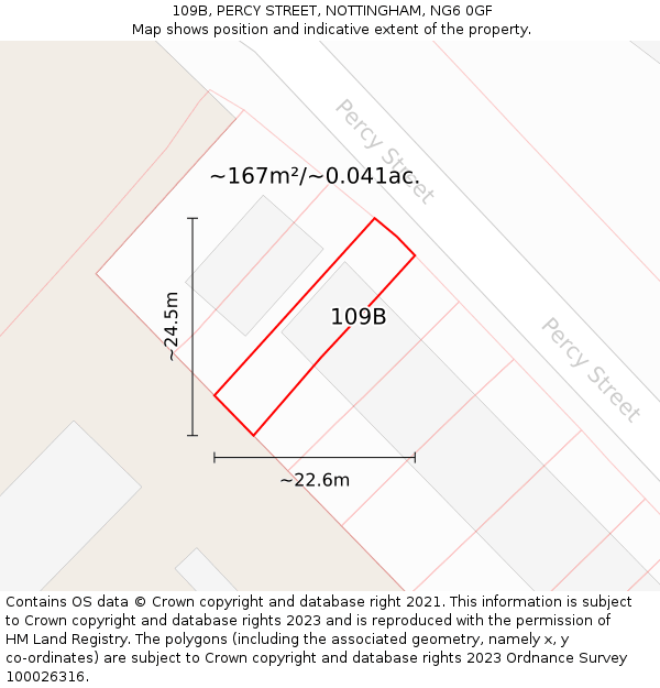 109B, PERCY STREET, NOTTINGHAM, NG6 0GF: Plot and title map