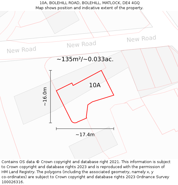 10A, BOLEHILL ROAD, BOLEHILL, MATLOCK, DE4 4GQ: Plot and title map