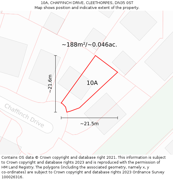 10A, CHAFFINCH DRIVE, CLEETHORPES, DN35 0ST: Plot and title map