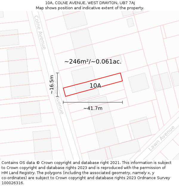 10A, COLNE AVENUE, WEST DRAYTON, UB7 7AJ: Plot and title map