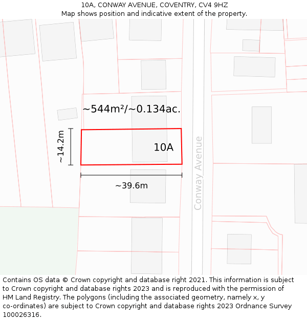 10A, CONWAY AVENUE, COVENTRY, CV4 9HZ: Plot and title map