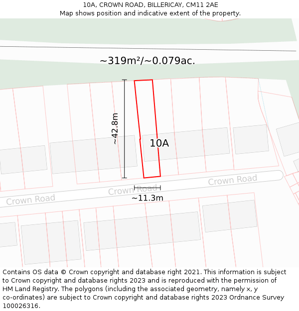 10A, CROWN ROAD, BILLERICAY, CM11 2AE: Plot and title map
