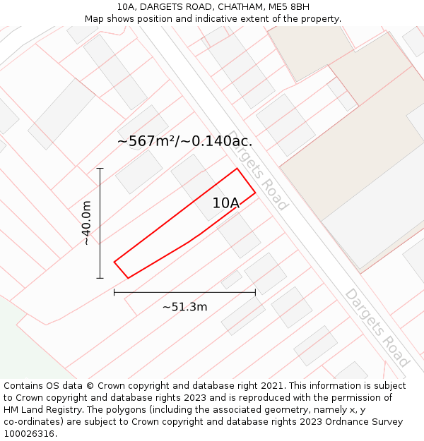 10A, DARGETS ROAD, CHATHAM, ME5 8BH: Plot and title map