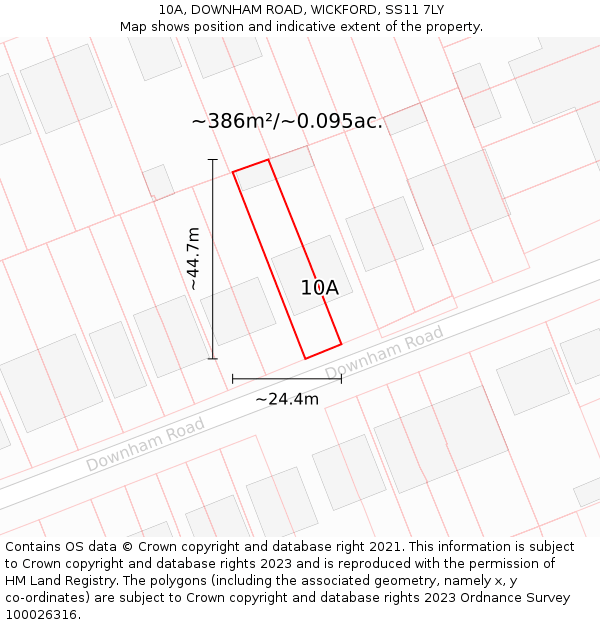 10A, DOWNHAM ROAD, WICKFORD, SS11 7LY: Plot and title map