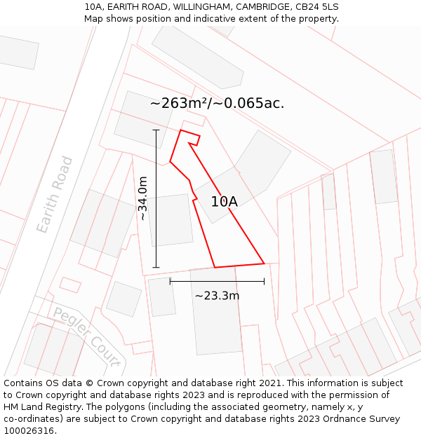 10A, EARITH ROAD, WILLINGHAM, CAMBRIDGE, CB24 5LS: Plot and title map
