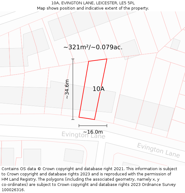 10A, EVINGTON LANE, LEICESTER, LE5 5PL: Plot and title map