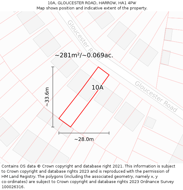 10A, GLOUCESTER ROAD, HARROW, HA1 4PW: Plot and title map