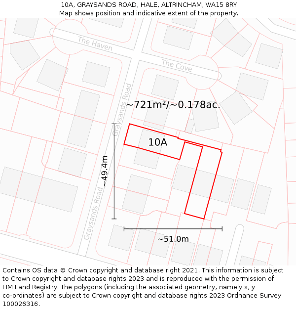 10A, GRAYSANDS ROAD, HALE, ALTRINCHAM, WA15 8RY: Plot and title map