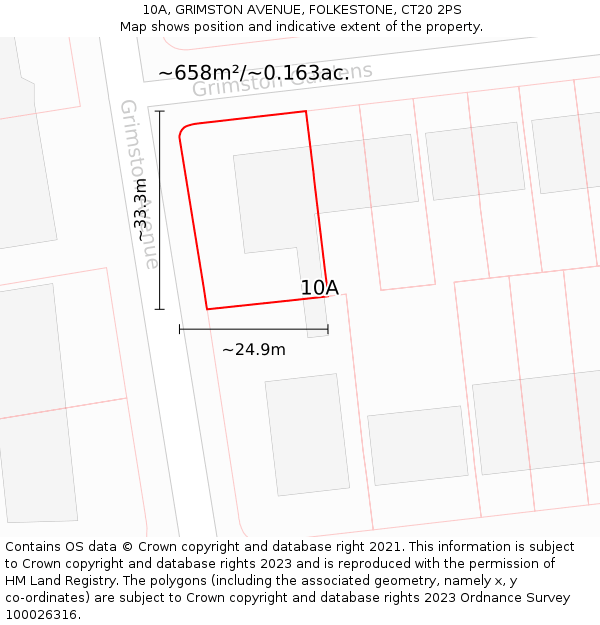10A, GRIMSTON AVENUE, FOLKESTONE, CT20 2PS: Plot and title map