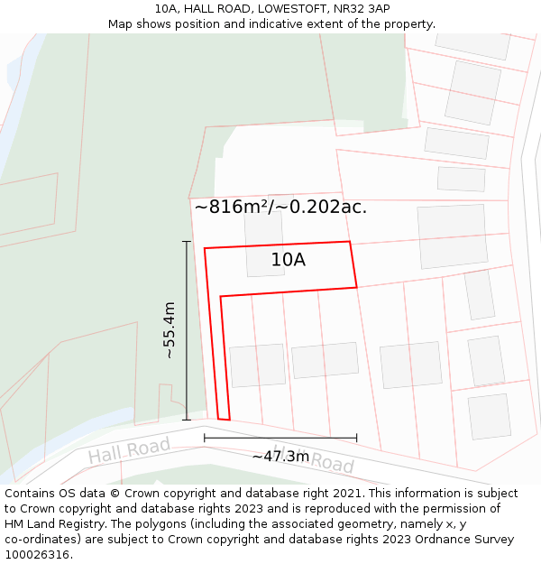 10A, HALL ROAD, LOWESTOFT, NR32 3AP: Plot and title map
