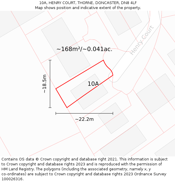 10A, HENRY COURT, THORNE, DONCASTER, DN8 4LF: Plot and title map