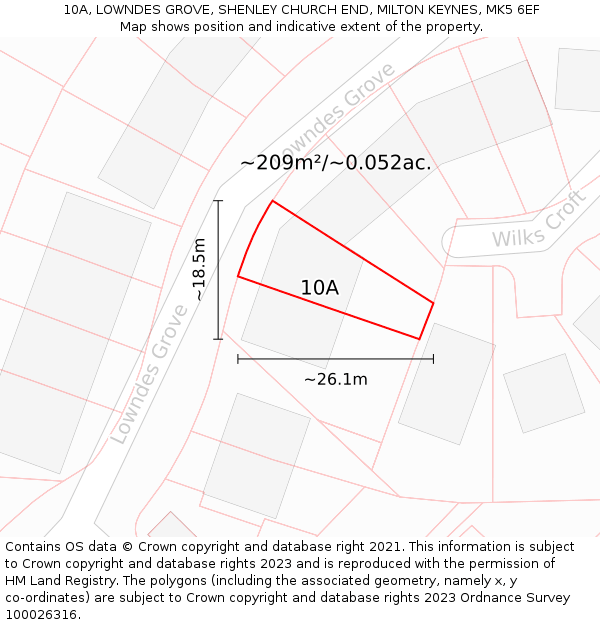 10A, LOWNDES GROVE, SHENLEY CHURCH END, MILTON KEYNES, MK5 6EF: Plot and title map