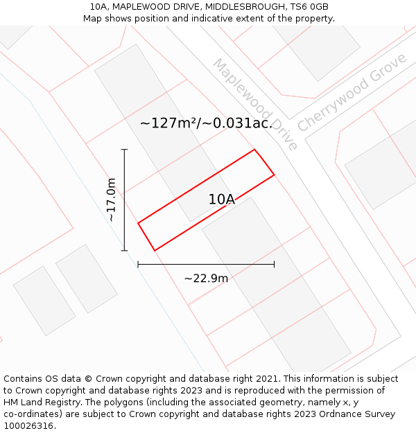 10A, MAPLEWOOD DRIVE, MIDDLESBROUGH, TS6 0GB: Plot and title map