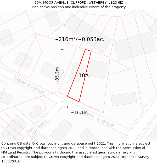 10A, MOOR AVENUE, CLIFFORD, WETHERBY, LS23 6JZ: Plot and title map