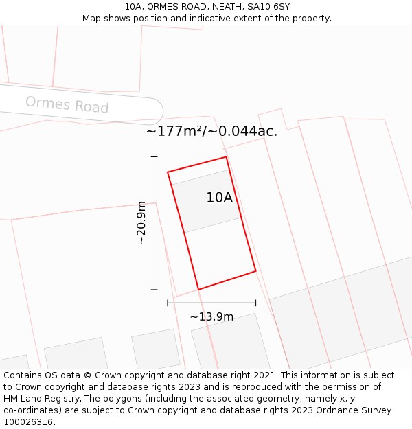 10A, ORMES ROAD, NEATH, SA10 6SY: Plot and title map