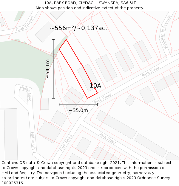 10A, PARK ROAD, CLYDACH, SWANSEA, SA6 5LT: Plot and title map