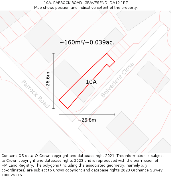 10A, PARROCK ROAD, GRAVESEND, DA12 1PZ: Plot and title map