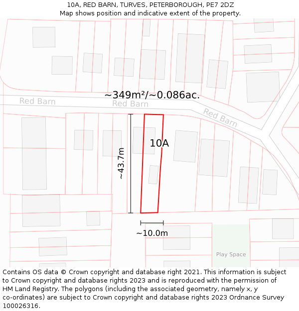10A, RED BARN, TURVES, PETERBOROUGH, PE7 2DZ: Plot and title map