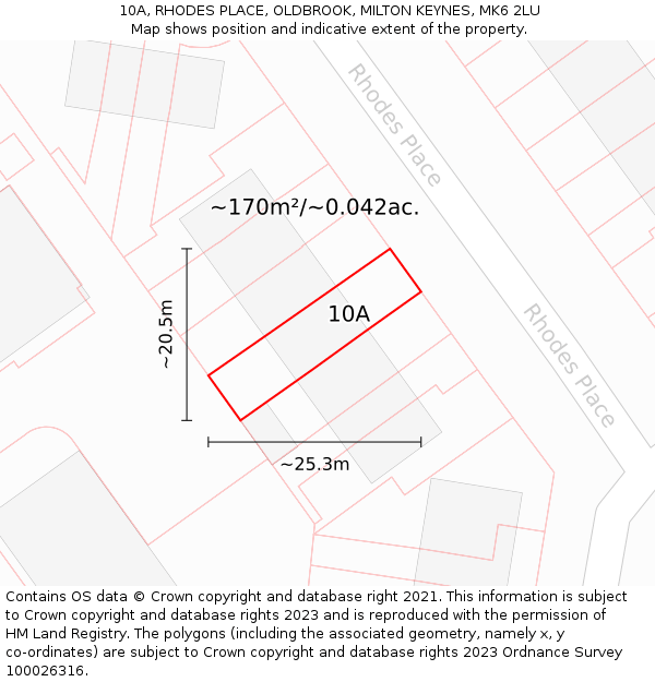 10A, RHODES PLACE, OLDBROOK, MILTON KEYNES, MK6 2LU: Plot and title map