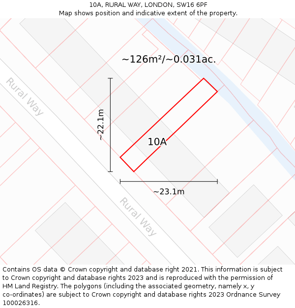 10A, RURAL WAY, LONDON, SW16 6PF: Plot and title map