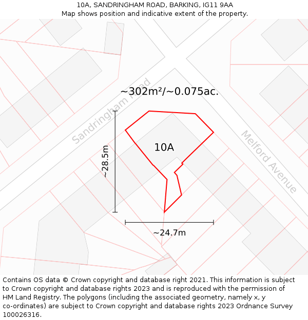 10A, SANDRINGHAM ROAD, BARKING, IG11 9AA: Plot and title map